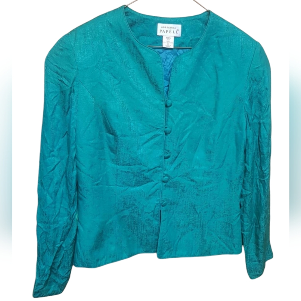 RARE Vintage 100% Silk Teal Evening Jacket